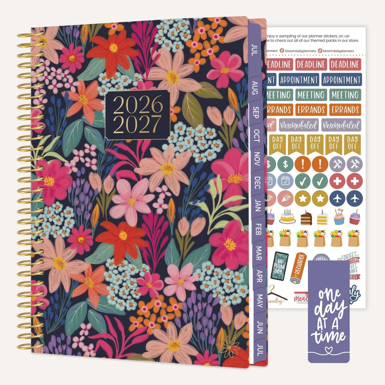bloom daily planners 2026-2027 Academic Planner, 13 Month Soft Cover Monthly & Weekly, 5.5" x 8.25", Stickers Included, Floral Fiesta
